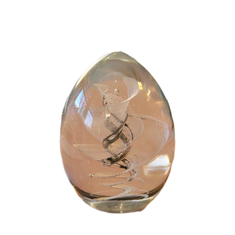 Elegant Glass Egg with Swirl Design